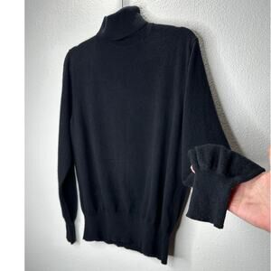 Theory Black Cashmere Long Sleeve Turtleneck Rib Hem Sweater M